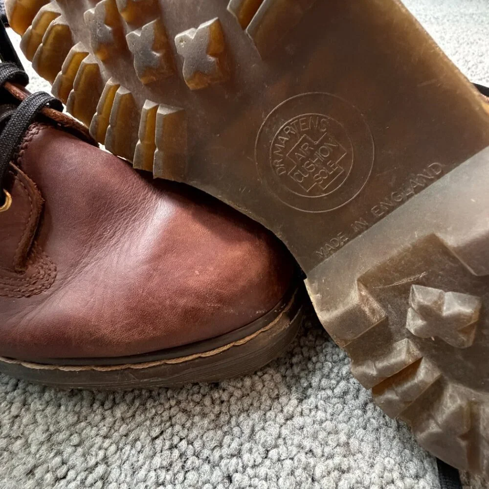 Vintage Dr. Martens Boots Rare 7 Eyelet Almond Toe - Made in England - Size UK7